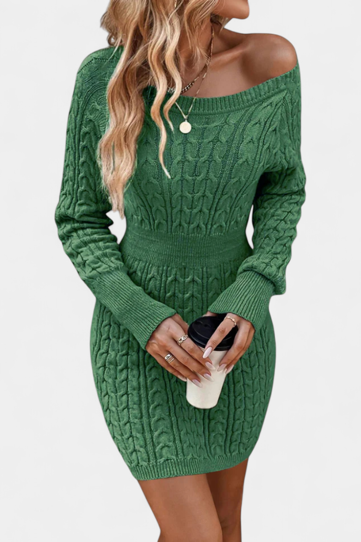 Valérie Robe Pull Ajustée à Maille Torsadée et Col Rond