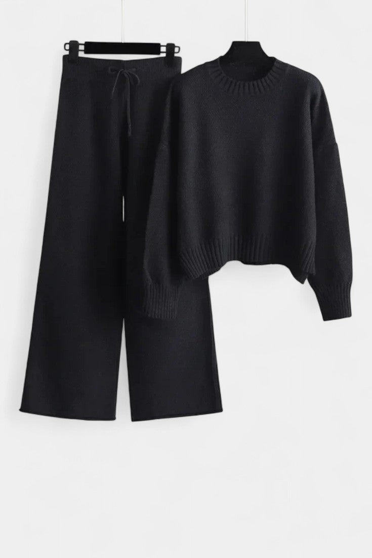 Olga Ensemble Douillet en Maille Deux Pièces à Coupe Décontractée