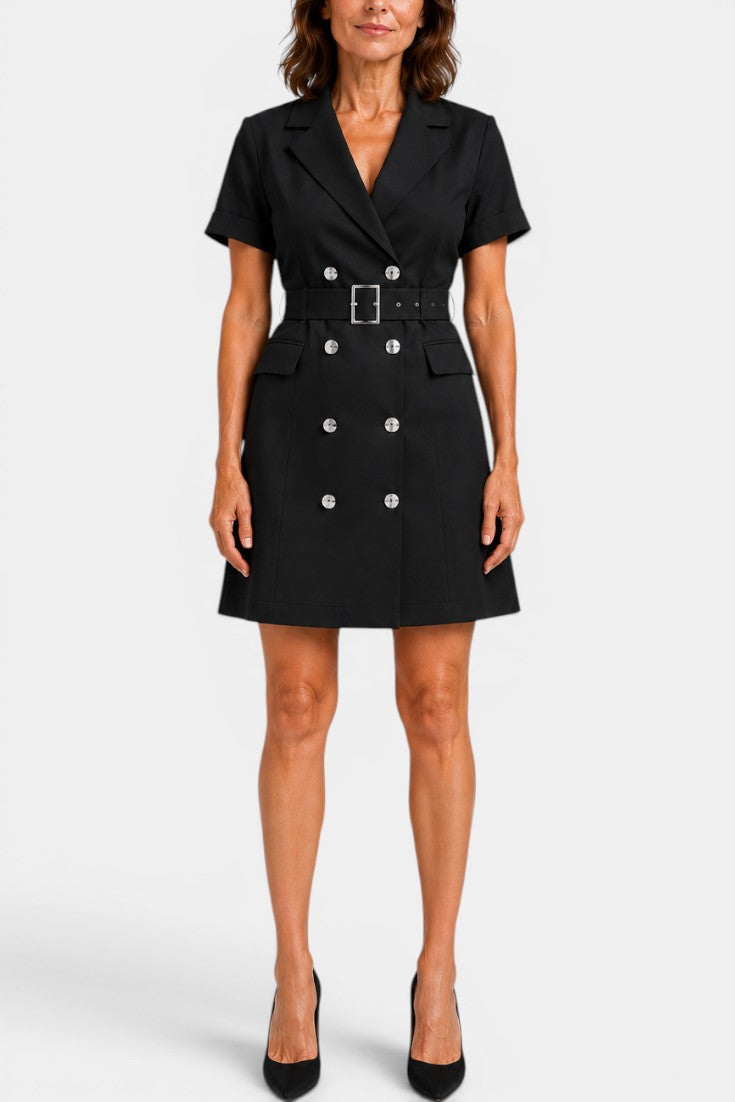 Victoire - Robe Courte Blazer Double Boutonnage Ceinturée