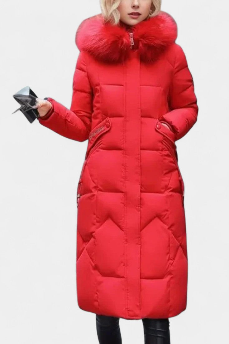 Maisha Manteau d’Hiver à Capuche Décorative et Coupe Féminine