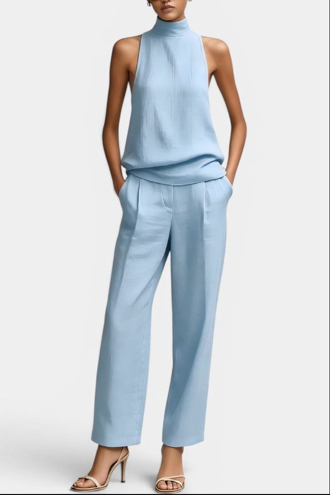 Calypso - Ensemble Top Col Montant Pantalon Droit