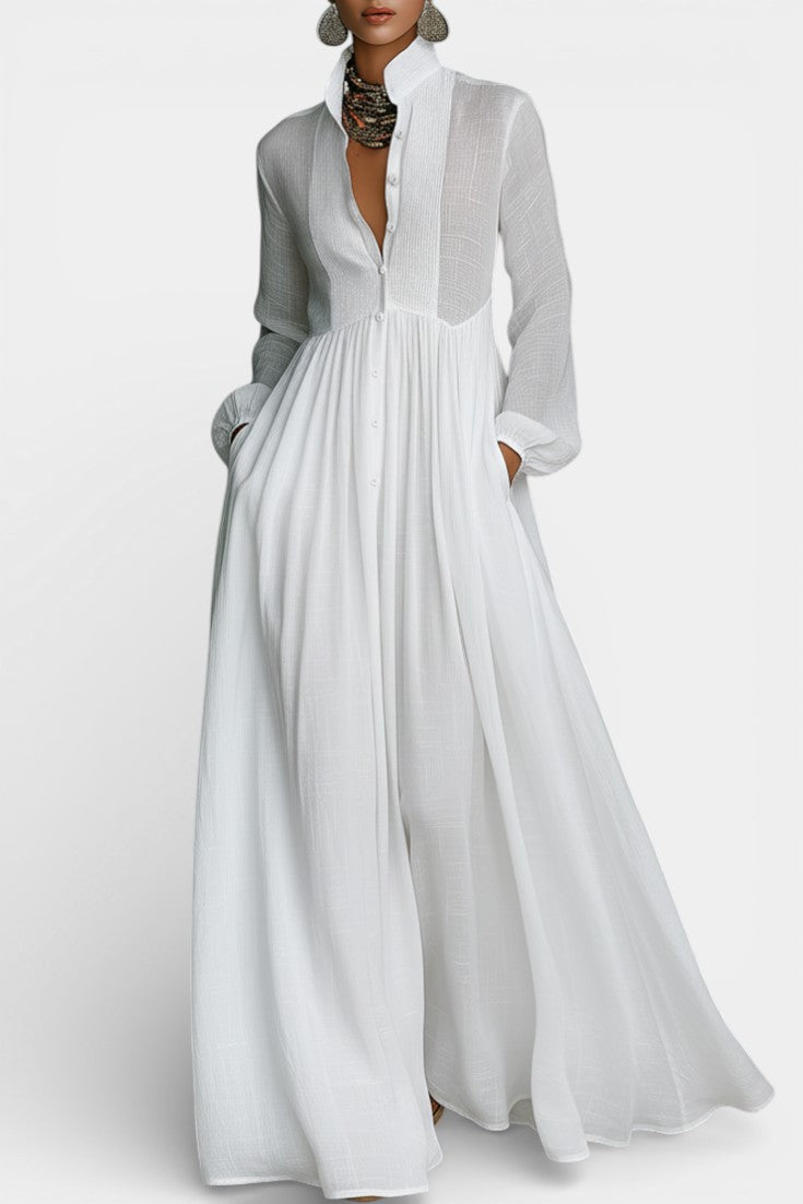 Marilou Robe Longue Minimaliste en Coton Flammé à l’Allure Feutrée