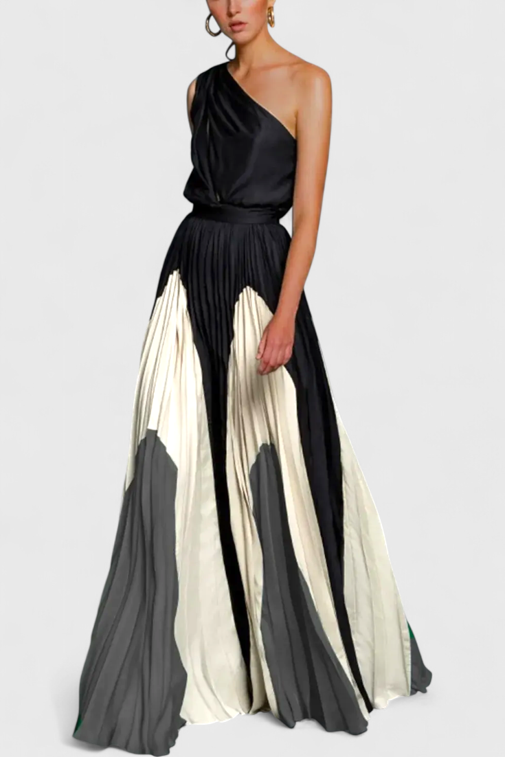 Antía Robe Longue Off-Shoulder à Col Asymétrique