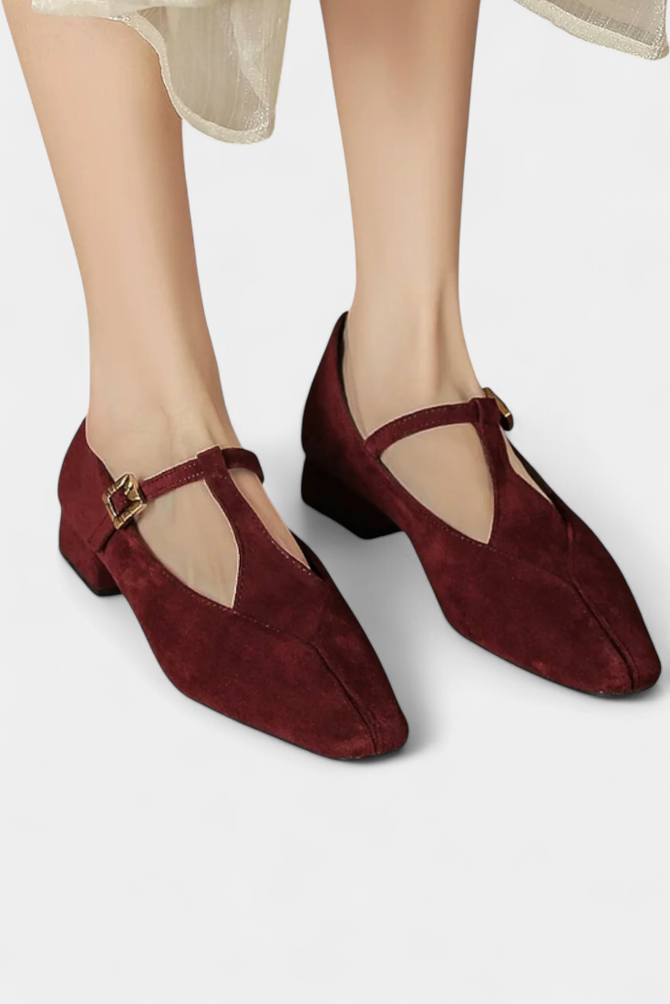 Elly Talons Bas Classiques avec Sangle à Boucle Ajustable