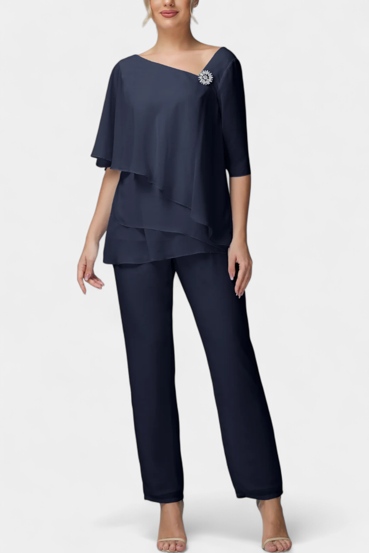 Dinah Ensemble Top Sans Manches et Pantalon Taille Haute à Jambe Fluide