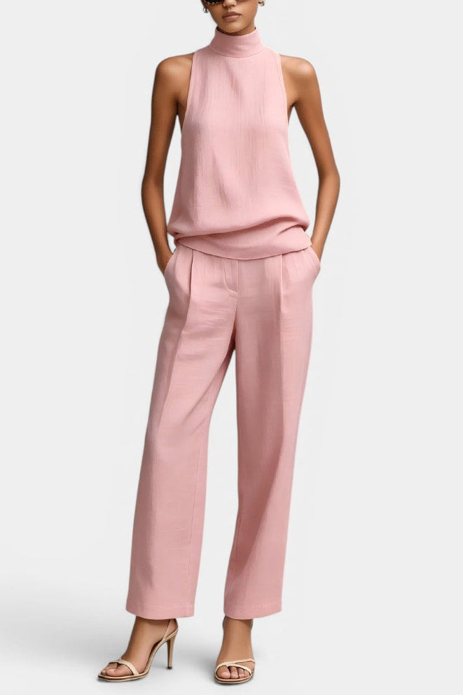 Calypso - Ensemble Top Col Montant Pantalon Droit