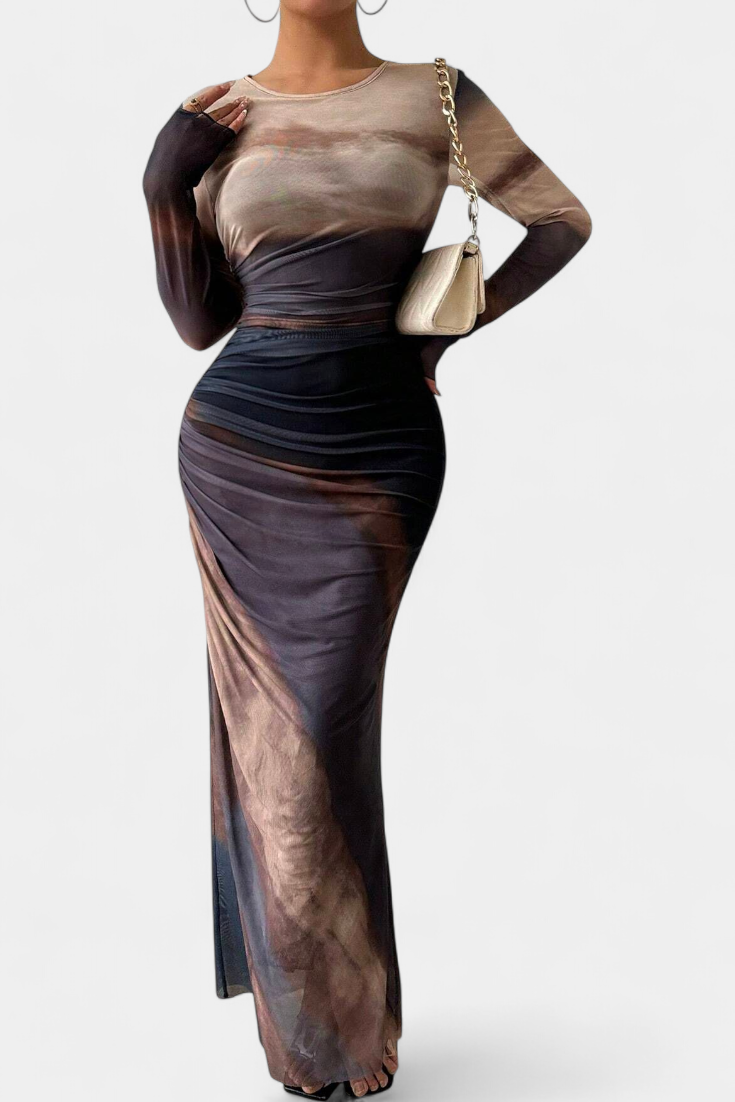 Galene Robe Cape Longue à Ourlet Asymétrique