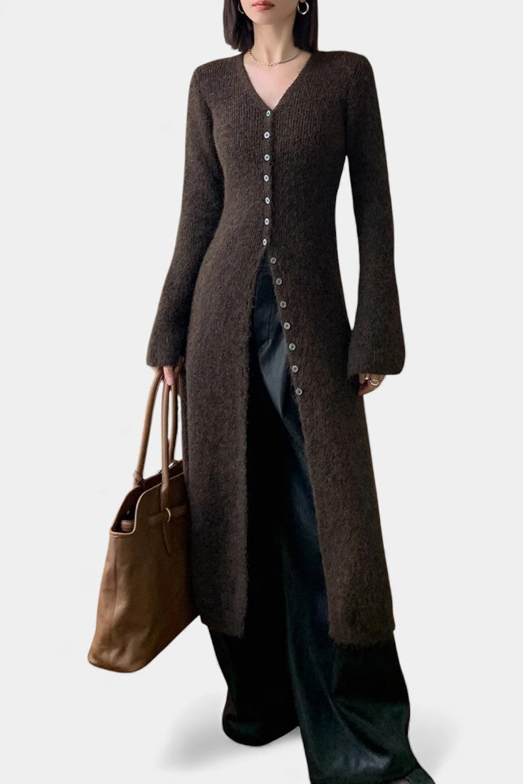 Dorénia Robe Pull Midi Décolleté V avec Fente