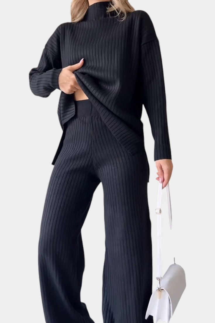 Florisse Ensemble Décontracté Chic en Maille avec Fente