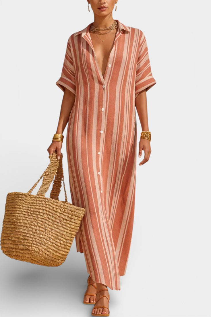 Carter Robe Longue Chemise Rayée Mélangé