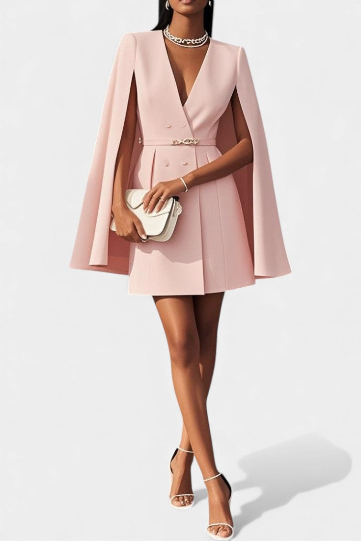 Zarema Robe Mini Trapèze Sans Manches à Col V et Blazer Intégré