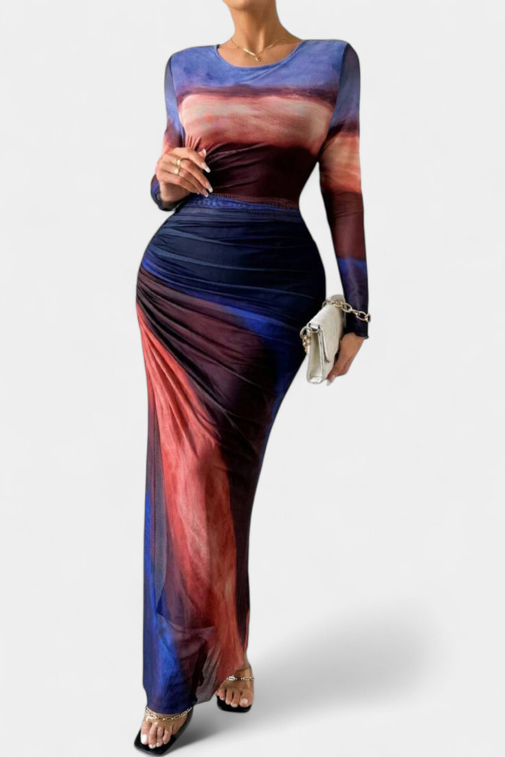 Galene Robe Cape Longue à Ourlet Asymétrique