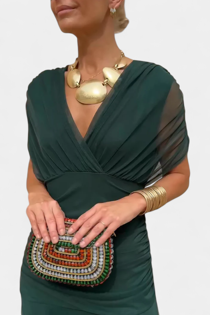 Alondra Robe Longue à Imprimé Floral et Taille Plissée