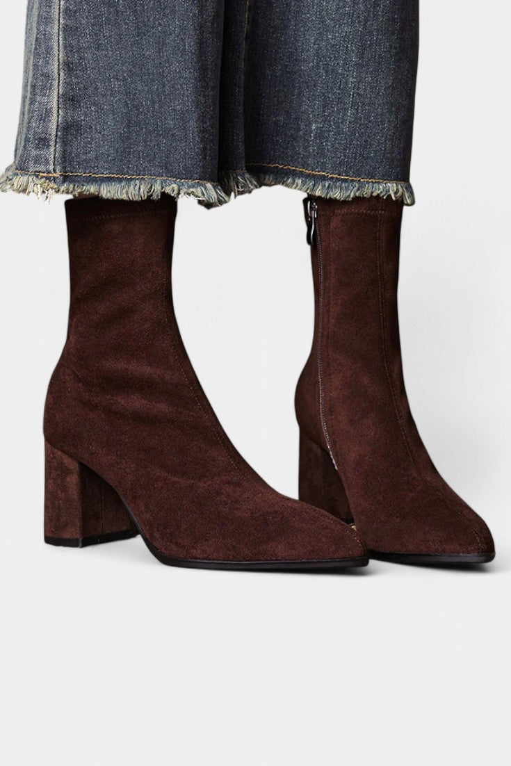 Célie Bottines Ajustées à Talon Bloc et Bout Pointu