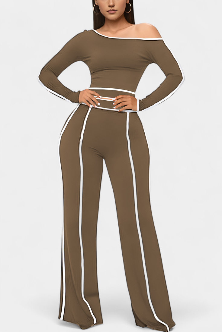 Krystelle Ensemble Off-Shoulder à Bandes Contrastantes