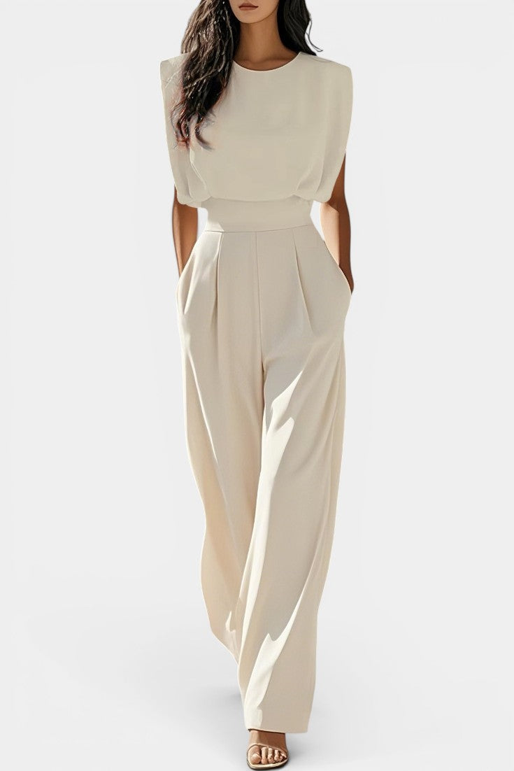 Billie Combinaison Pantalon Large Col Rond Épaules Structurées Sans Manches