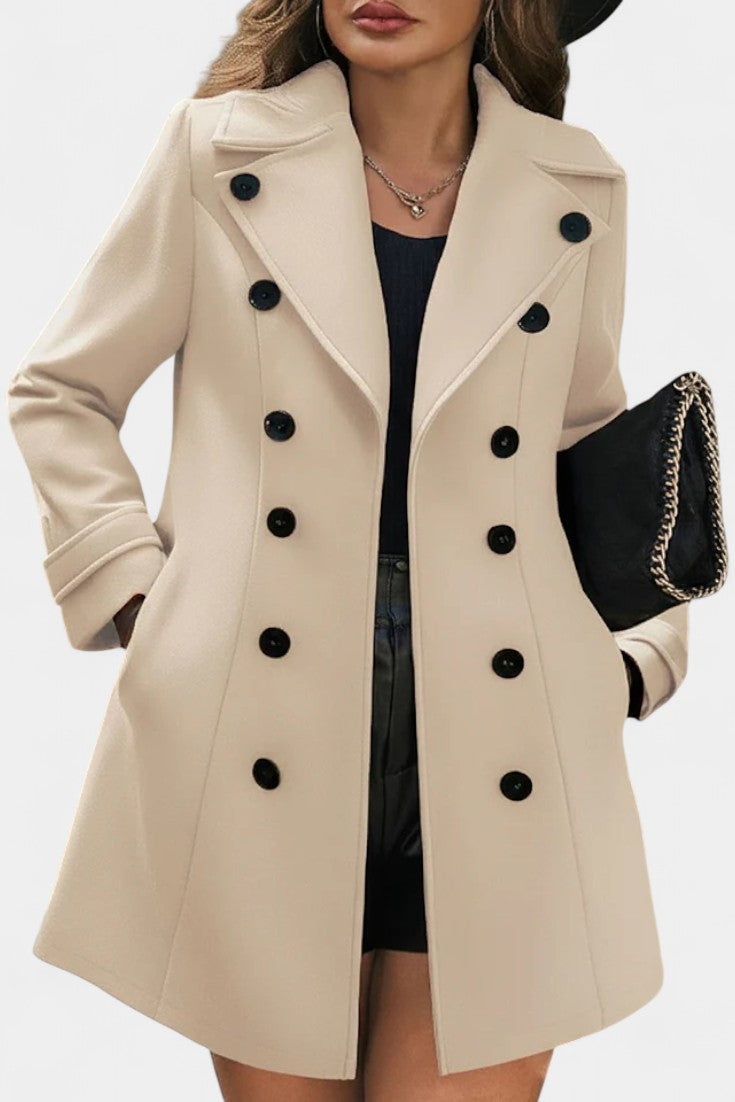 Maïlys Manteau Ouvert à Col à Revers et Boutons Décoratifs