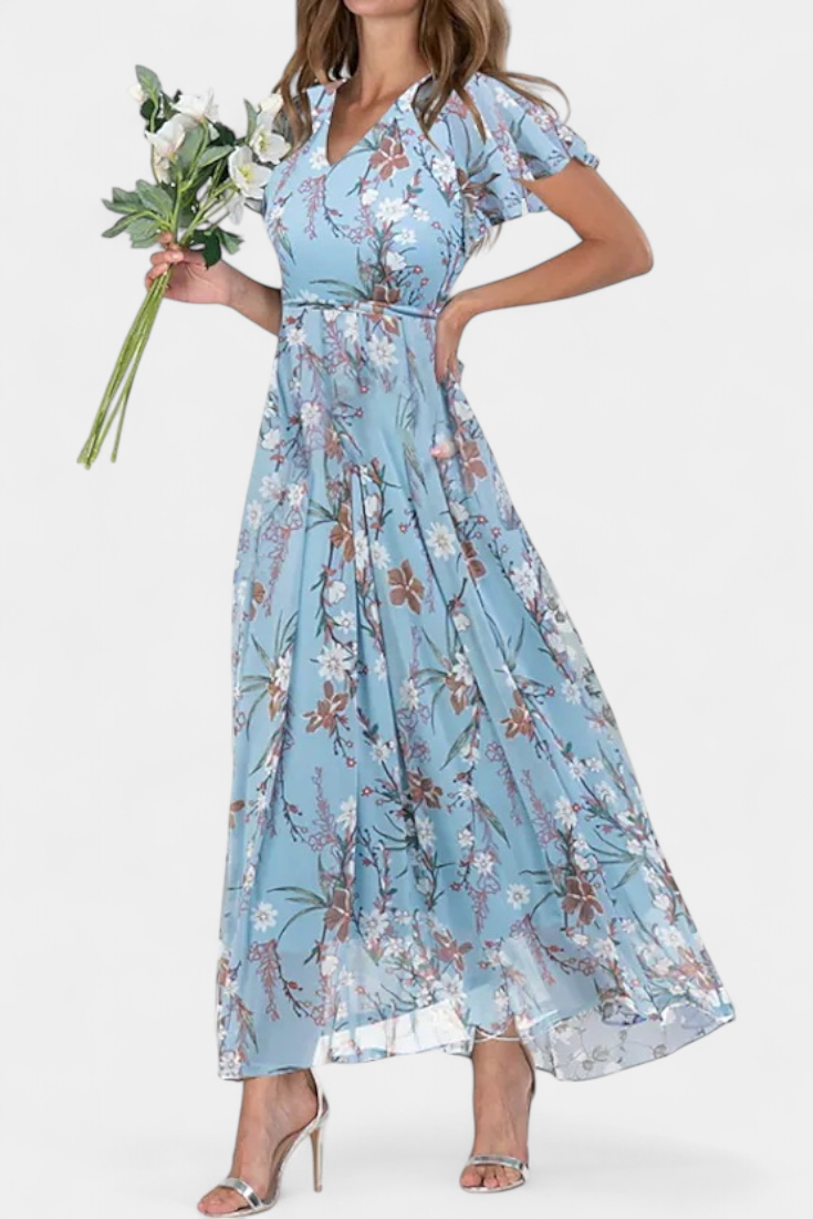 Amara Robe Maxi à Imprimé Floral et Décolleté en V
