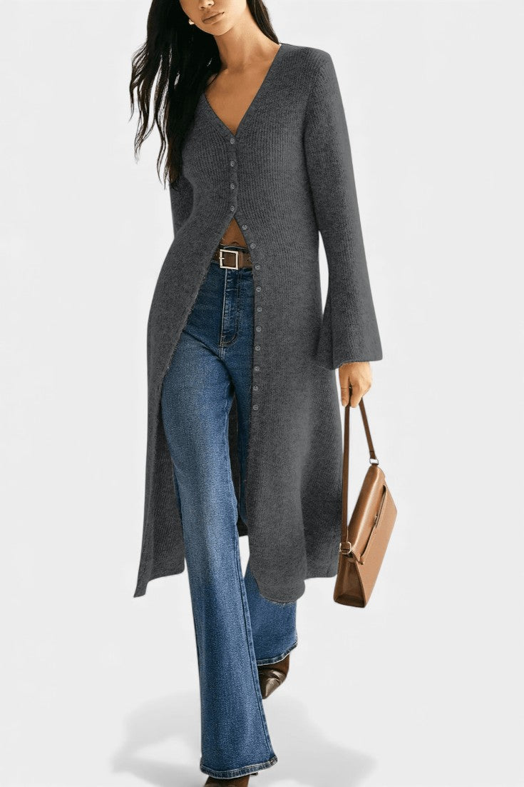 Dorénia Robe Pull Midi Décolleté V avec Fente