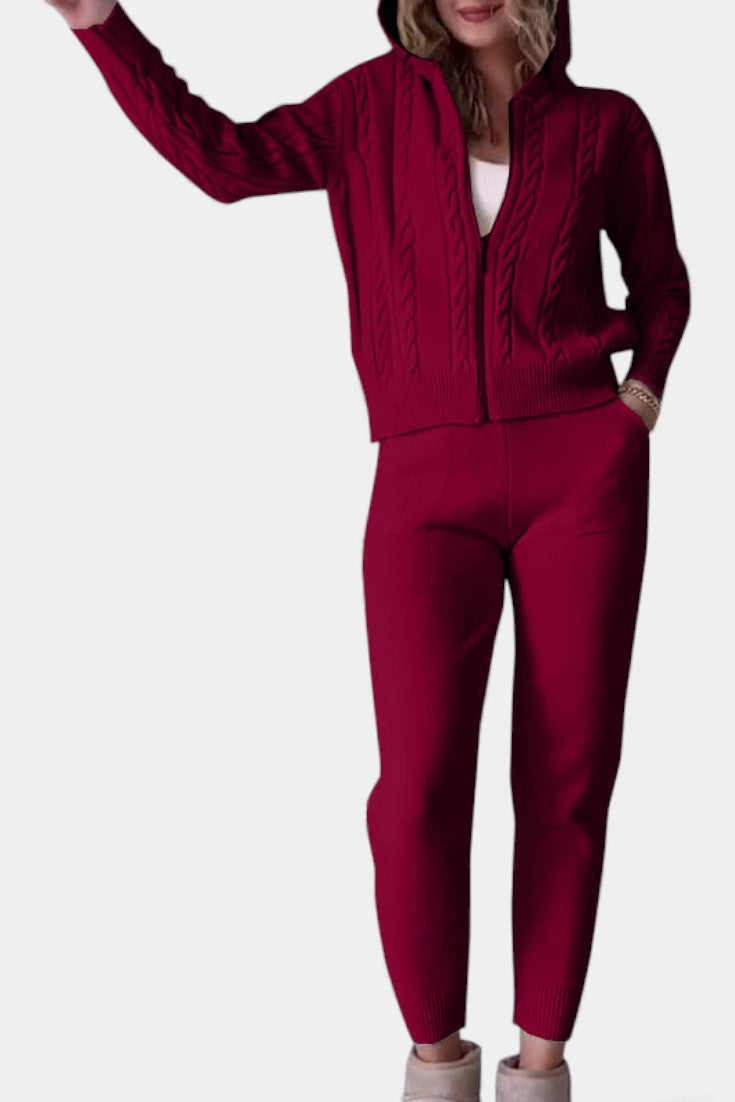 Perdita Ensemble Cardigan & Pull Jacquard Torsadé Casual