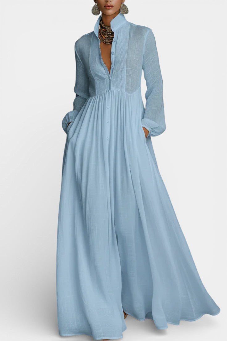 Marilou Robe Longue Minimaliste en Coton Flammé à l’Allure Feutrée