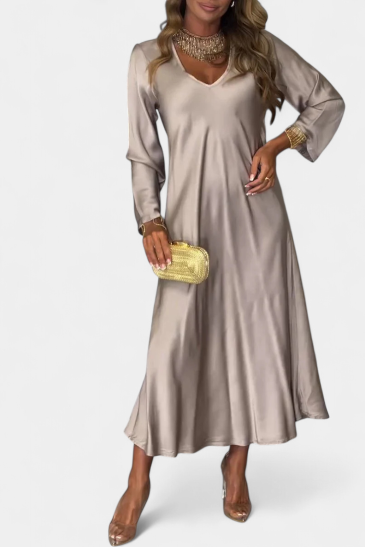 Riva Robe Longue à Décolleté en V et Manches Longues