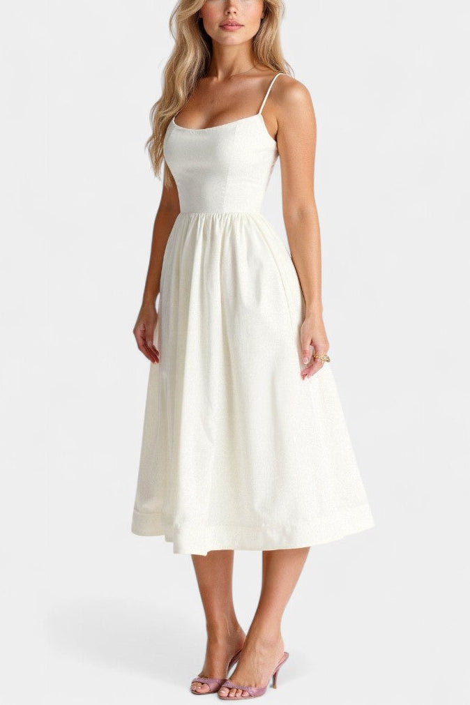 Marvelle Robe Midi Sans Manches en Tissu Fluide