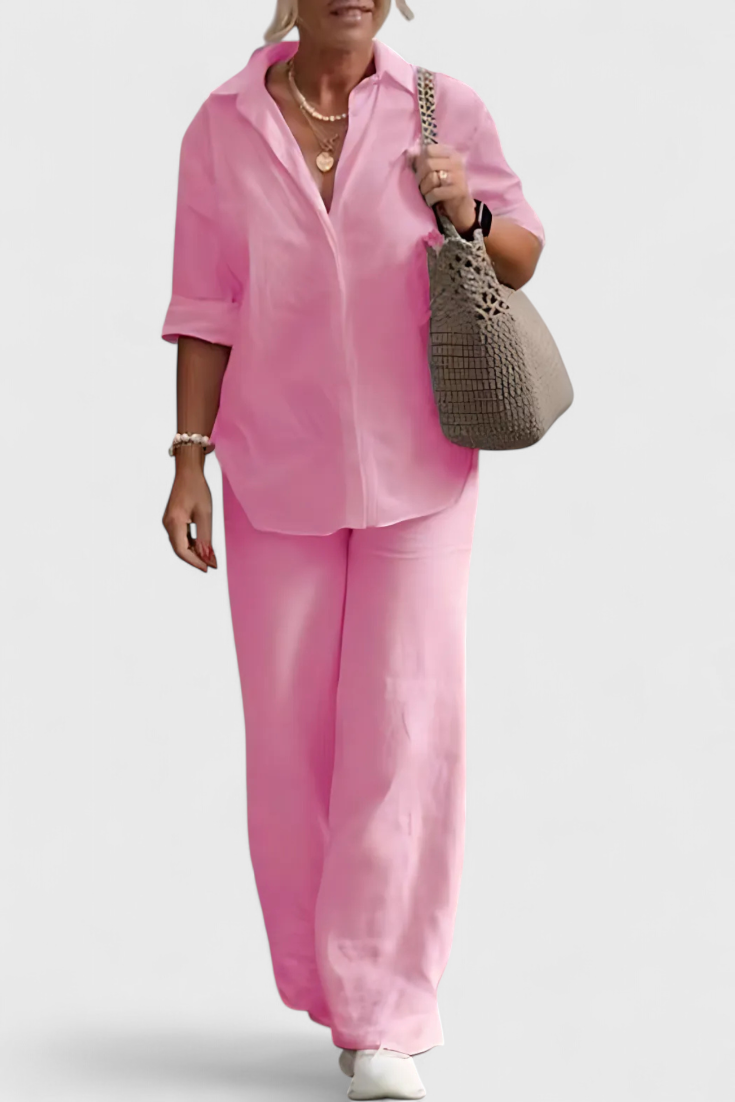 Skye Ensemble Deux Pièces en Lin et Coton à Coupe Ample