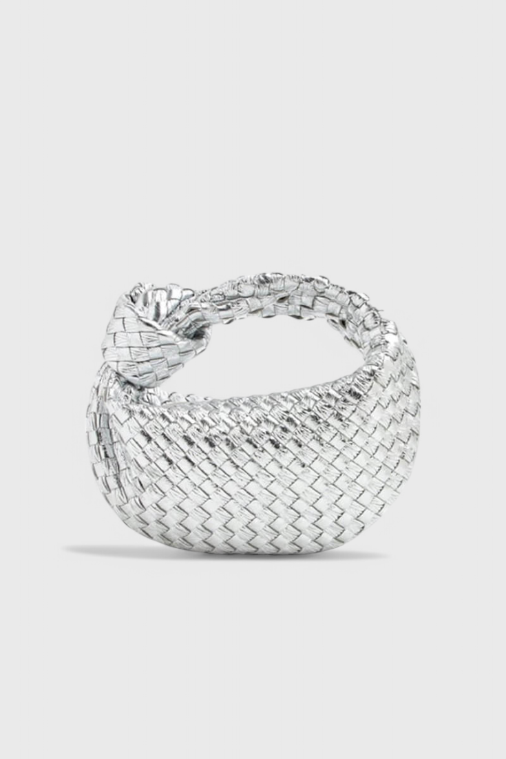 Sage Sac à Main en Cuir Vegan Tissé avec Détails Argentés