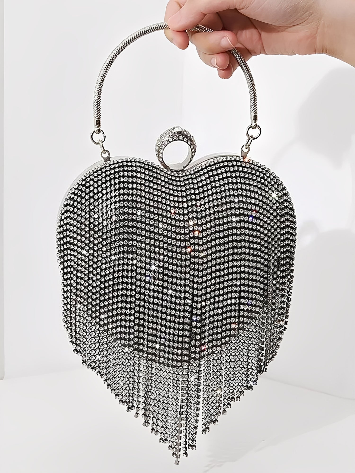 Sac de Soirée Cœur à Franges et Strass