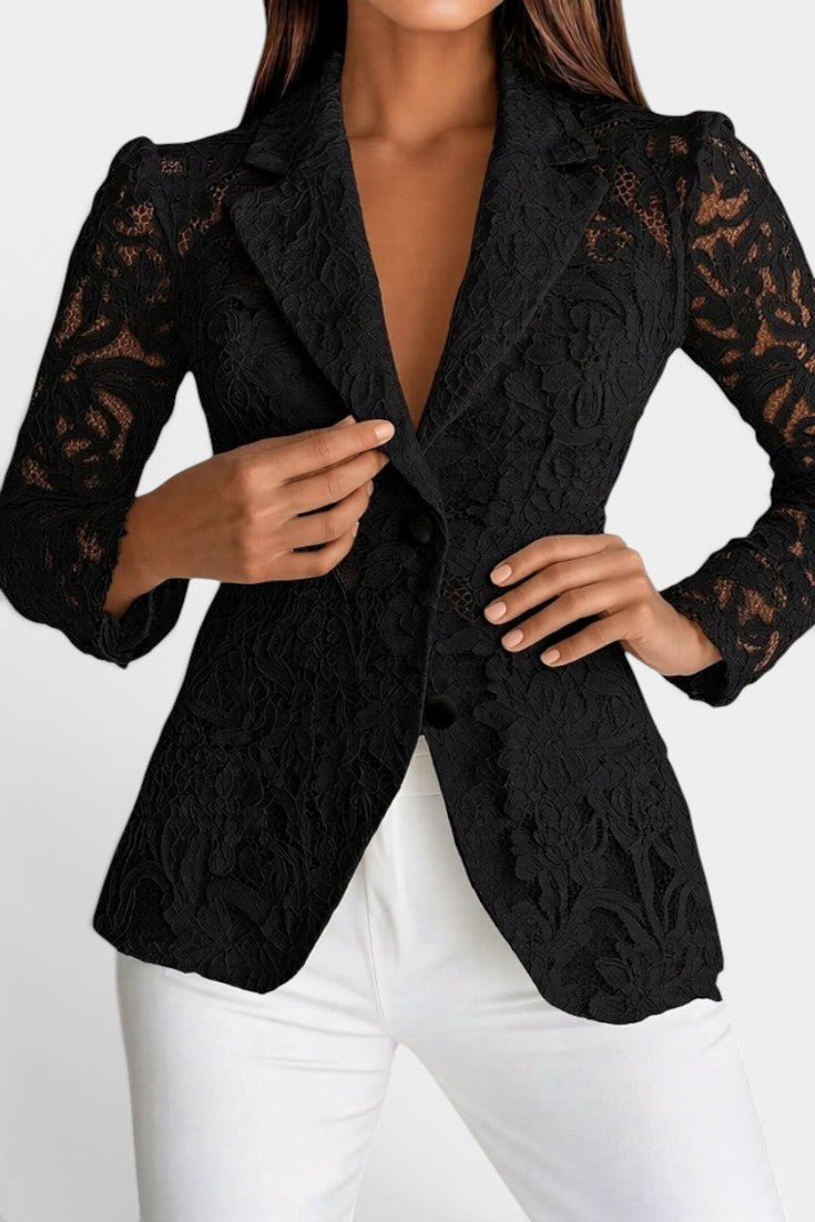 Corentine - Blazer Dentelle Col Tailleur Cintré