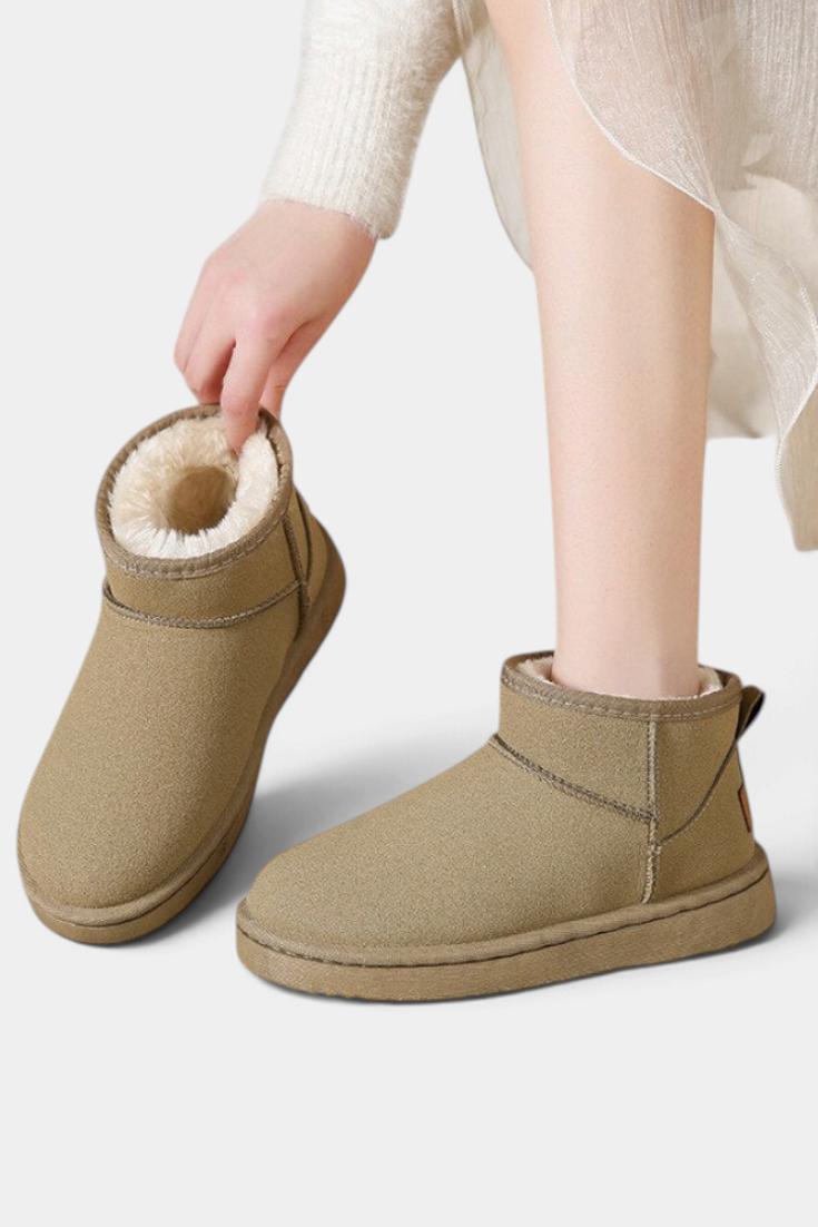 Bottines en cuir d’agneau Mahaute avec doublure shearling, imperméables, aspect élégant et confortable pour l'hiver.