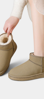 Bottines en cuir d’agneau Mahaute avec doublure shearling, imperméables, aspect élégant et confortable pour l'hiver.