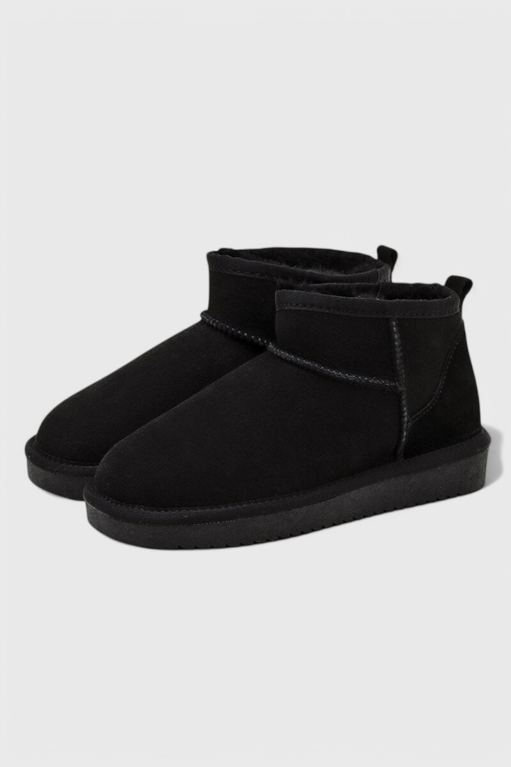 Bottines en cuir d’agneau Mahaute Adelaide avec doublure shearling et imperméables, en noir, chaussure élégante et chaude.